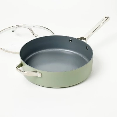 5qt Nonstick Ceramic Coated Aluminum Saute Pan - Figmint™ Sage Green 4 5qt Nonstick Ceramic Coated Aluminum Saute Pan - Figmint™ Sage Green - Image 2