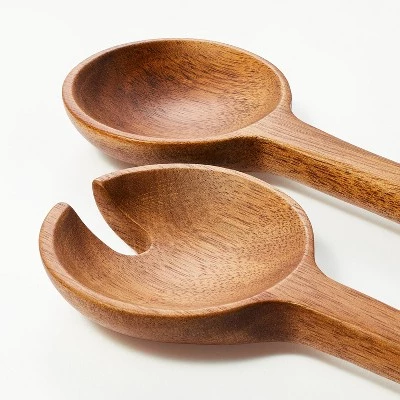 2pk Wood Salad Serving Spoon Set Brown - Figmint™ 4 2pk Wood Salad Serving Spoon Set Brown - Figmint™ - Image 2