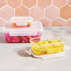 6pc (set of 3) Plastic Rectangle Food Storage Container Set Clear - Figmint™
