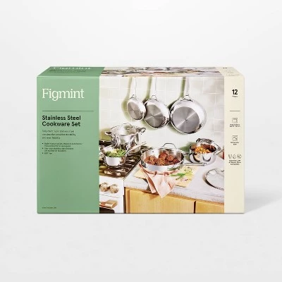 12pc Nonstick Stainless Steel Cookware Set with 6pc Pan Protectors Silver - Figmint™ 9 12pc Nonstick Stainless Steel Cookware Set with 6pc Pan Protectors Silver - Figmint™ - Image 7