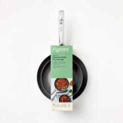 2pk (8" & 10") Nonstick Stainless Steel Frypan Set Silver - Figmint™ -Figmint Kitchen Sales Store GUEST 66a5088d cbcf 4f58 a9cb 79d758c96e9e