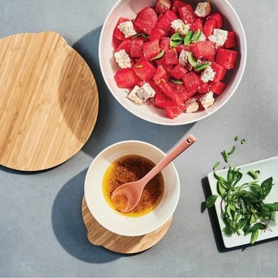 4pc (set of 2) Plastic Mixing Bowl Set with Bamboo Lids Cream - Figmint™ 3 4pc (set of 2) Plastic Mixing Bowl Set with Bamboo Lids Cream - Figmint™