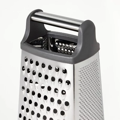 Stainless Steel Box Grater with Removable Bottom Container and Lid Silver/Gray - Figmint™ 4 Stainless Steel Box Grater with Removable Bottom Container and Lid Silver/Gray - Figmint™ - Image 2