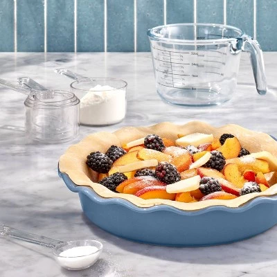 9" Round Stoneware Ruffle Pie Dish - Figmint™ Cream 3 9" Round Stoneware Ruffle Pie Dish - Figmint™ Cream