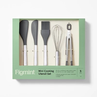 5pc Stainless Steel/Silicone 5pc Mini Kitchen Utensil Set Dark Gray - Figmint™ 5 5pc Stainless Steel/Silicone 5pc Mini Kitchen Utensil Set Dark Gray - Figmint™ - Image 3