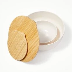 4pc (set of 2) Plastic Mixing Bowl Set with Bamboo Lids Cream - Figmint™ 5 4pc (set of 2) Plastic Mixing Bowl Set with Bamboo Lids Cream - Figmint™ -Figmint Kitchen Sales Store GUEST bcf78cd6 fa99 4ca7 91e9 f88efa313bea