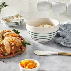 3qt Ceramic Earthenware Mixing Bowl - Figmint™ Red Striped