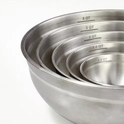 5pc Stainless Steel Non-Slip Mixing Bowls (no lids) Silver - Figmint™