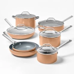 12pc Nonstick Ceramic Coated Aluminum Cookware Set - Figmint™ Cream -Figmint Kitchen Sales Store GUEST f39e5d4b 9f7a 4327 a720 44dda687ad21